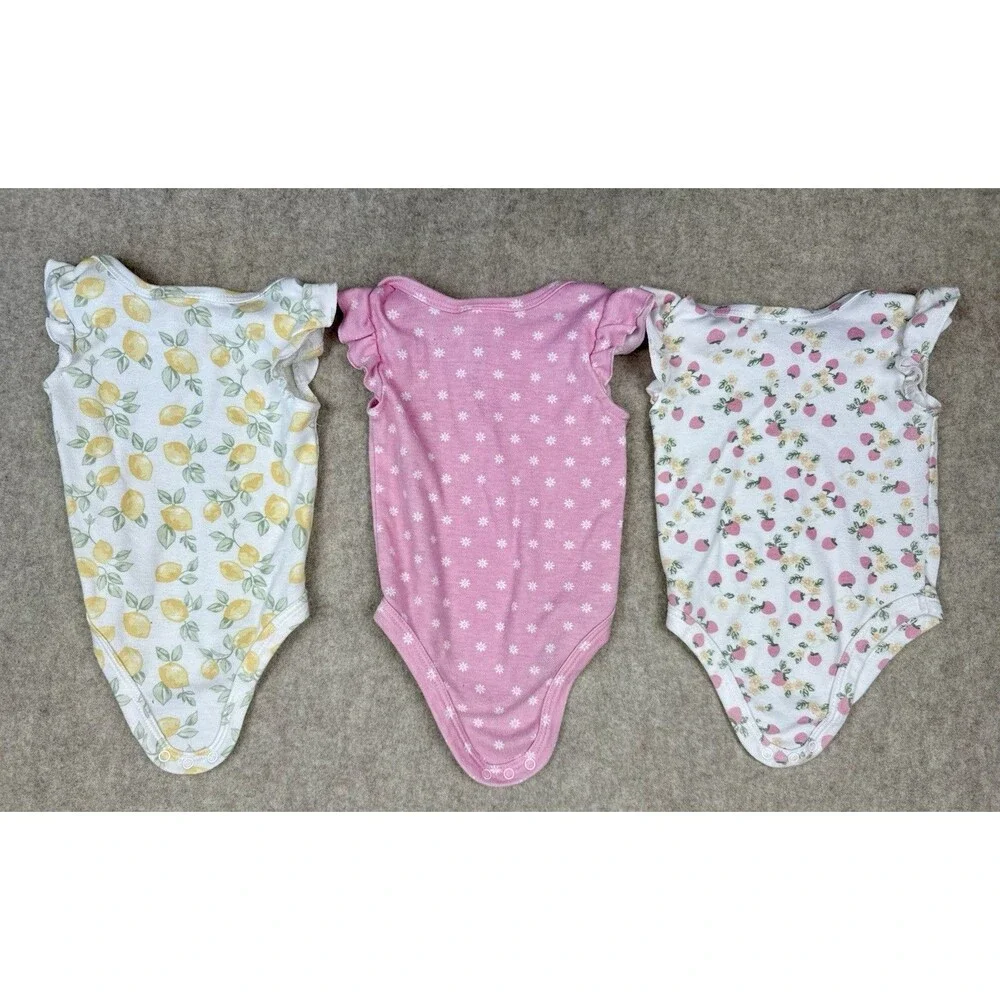 Nicole Miller Baby Girls Pink Floral Bodysuit 3-Piece Set (0-3 Months)